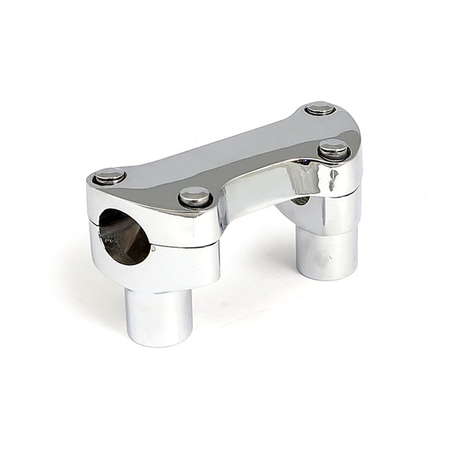 2" rise handlebar riser set + top clamp with lip. Chrome - De flesta H-D med 1" styre