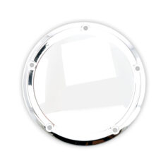 Derby cover, smooth domed. Chrome - 16-24 FLT/Touring; 16-24 Trikes; 2015  FLHTCUL, FLHTK; 07-15  FLT/Touring, Trikes med smal profil primärkåpa
