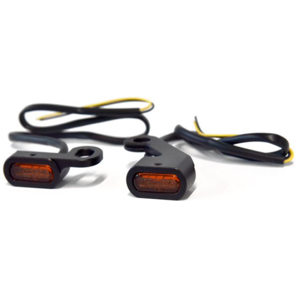 Fastline, below bar LED turn signal set. Black - Kabelkoppling: 09-16 FLT/Touring; 15-23 Softtail