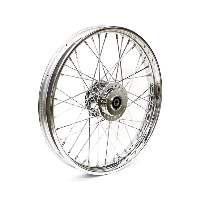 2.15 x 21 front wheel 40 spokes chrome - 00-03 FXD; 00-07 XL Sportster med enkelskiva