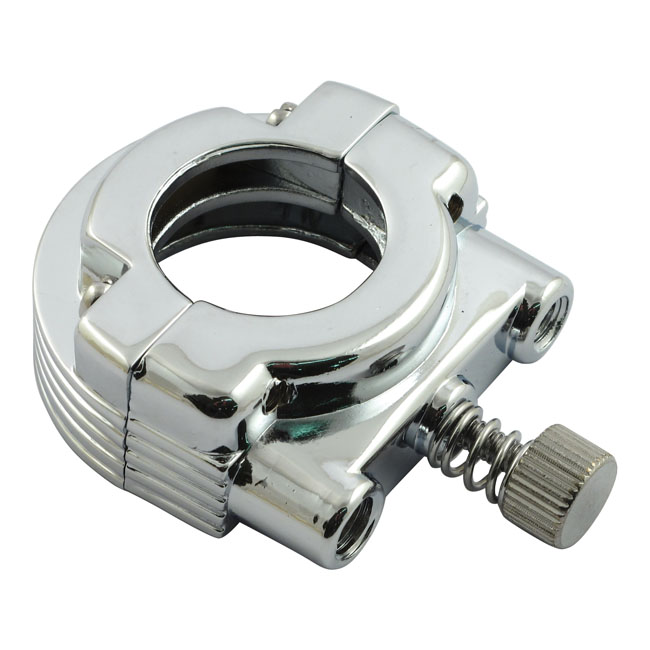 Throttle clamp set, dual cable. Chrome - 81-95 Big Twin, XL Sportster