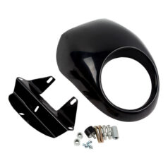 Upper headlamp fly fairing - Most 73-20 XL Sportster, FX; 92-17 Dyna. Med OEM toppstrålkastarfäste med 4-1/4" center till center monteringspunkter