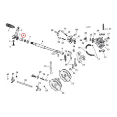 Bushing, shifter shaft - Sittbygel: 54-56 K, KH; 57-70 XL . 
Växelaxel, i primärkåpa: 54-56 K, KH; 57-74 XL Sportster; 79-85 XL