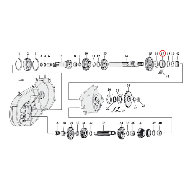 Bearing race, transmission mainshaft. +.002" - L84-90 4-växlad XL Sportster