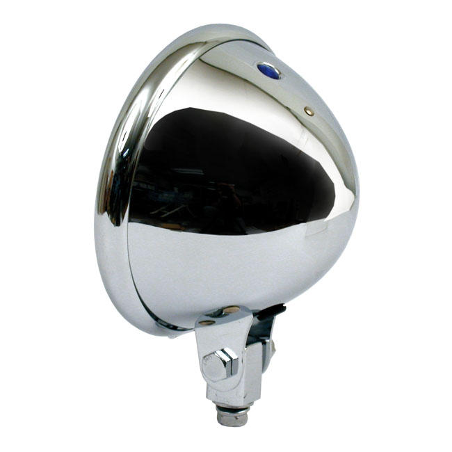 5-3/4" Bates style headlamp, shell only. Chrome - Universal