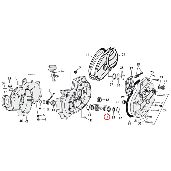 Spacer, sprocket shaft bearing - 54-76 XL Sportster