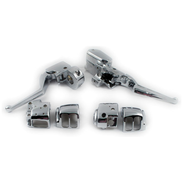 Handlebar control kit chrome 9/16" bore - 96-13 Big Twin (Exkl. 11-13 Softail; 12-13 Dyna, FXCW, FLT/Touring); 96-03 XL Sportsterÿ