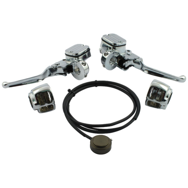 Handlebar control hydr. clutch conversion kit. Chrome - 96-06 Softail; 96-05 Dyna. (Endast modeller med en skiva)