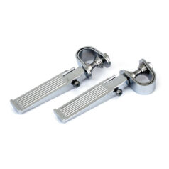 'Ribbed' foot peg set. Clamp-on. Chrome - Universal