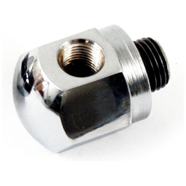 Rocker box oil gauge fitting. Chrome - 71-84 Big Twin; 71-85 XL Sportster