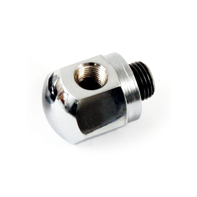 Rocker box oil gauge fitting. Chrome - 71-84 Big Twin; 71-85 XL Sportster