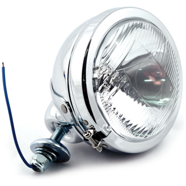 FL style spotlamp, 4-1/2". Chrome, ribbed/clear lens