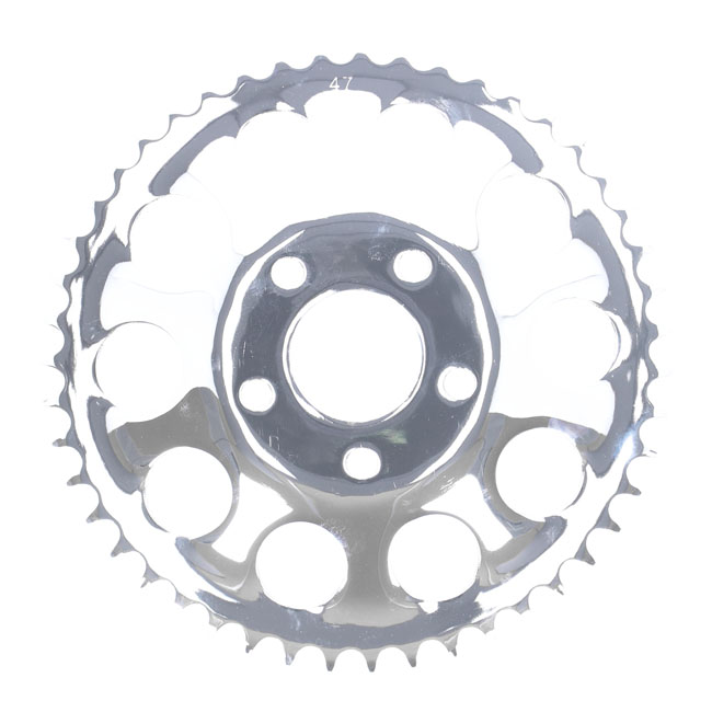 REAR SPROCKET, CHROME. 47T - 82-85 FXR; 73-99 stil offset chop