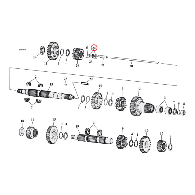 Thrust washer, clutch throw-out bearing - 18-24 Softtail; L75-17 Big Twin; 21-24 FLT/Touring & Trikes (exkl. 15-17 Big Twin med slir- och assistanskoppling; 2017 FLT/Touring)