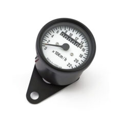 Mini speedometer, 1:1 kmh black with white face plate - 62-80 FL; 71-72 FX; 80-83 FXWG  med transmissionsdrift