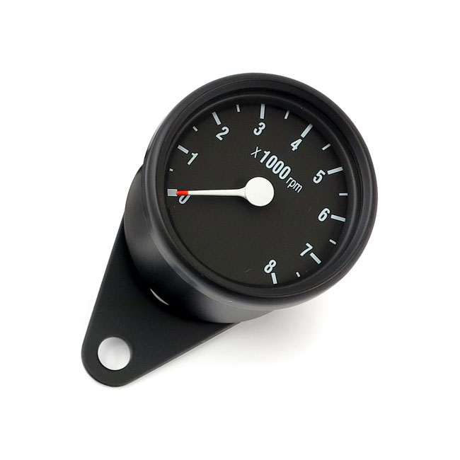 Mini tachometer, electronic. 8000 RPM. Black - 12V H-D (exkl. enkelbrandsmodeller)