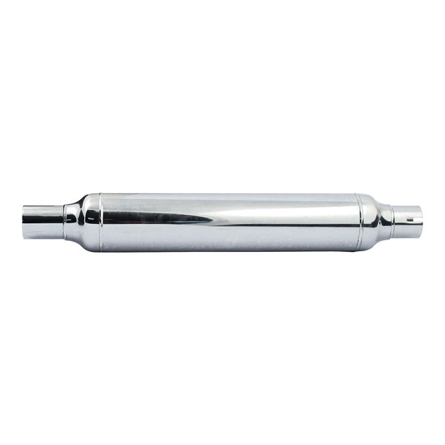 58-E78 OEM style Cigar type muffler 22" long chrome - 58-E78 FL, FLH med 2-1 system; anpassade applikationer