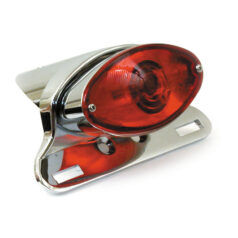 Cateye taillight. Die-cast housing w/bracket. Chrome - Universal