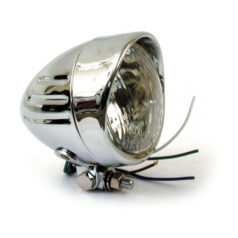 Bullet 4" H4 Position Light. Ribbed & Visor. Chrome
