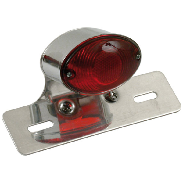 Medium cateye taillight. Chrome. Aluminum bracket