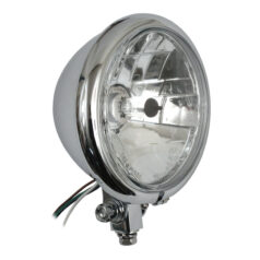 Bates style 5-3/4" Prismic H4 headlamp. Chrome - Universal