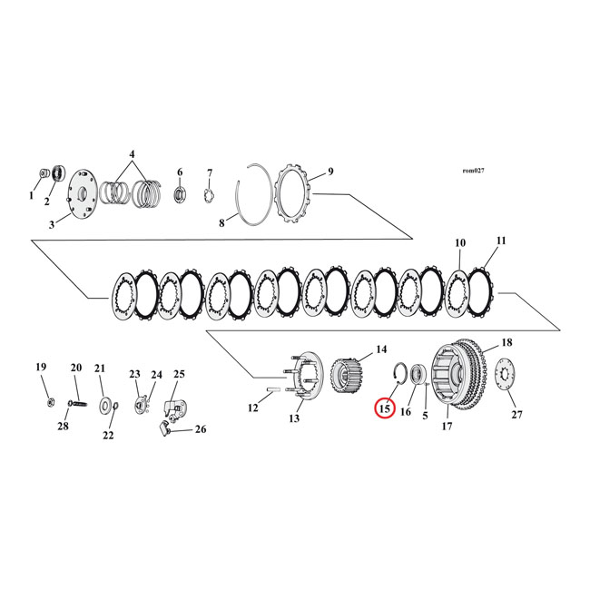 Retaining ring, clutch shell bearing - 71-E84 XL Sportster