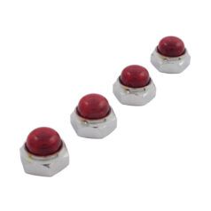 Rocker shaft end nut set, red plastic inserts - 66-84 Shovelhead; 57-85 XL Sportster