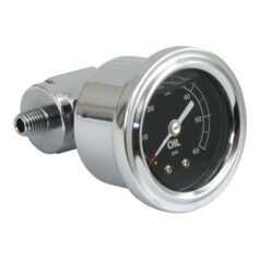 Oil pressure gauge kit rocker box, 0-60 PSI. Chrome - 66-70 Big Twin; 57-70 XL Sportster