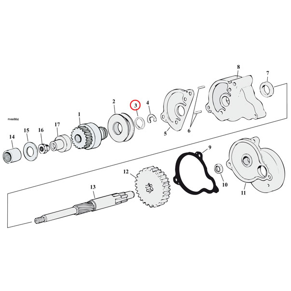 Retaining ring, starter shaft - 65-88 FL, FX; 67-80 XL Sportster