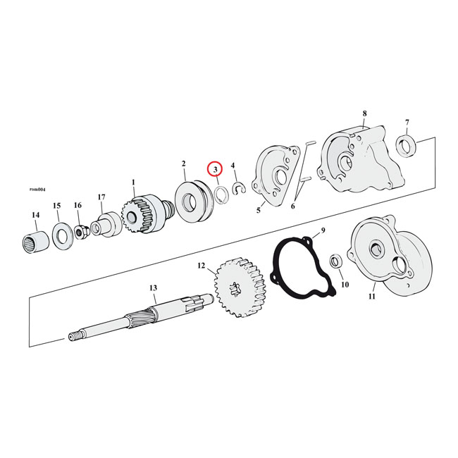 Retaining ring, starter shaft - 65-88 FL, FX; 67-80 XL Sportster