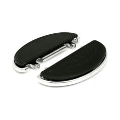 Oval early style floorboards. with dampers. Chrome - 86-17  FL Softail; 12-16  Dyna FLD Switchback; 83-24 FLT/Touring; 09-24 Trikes