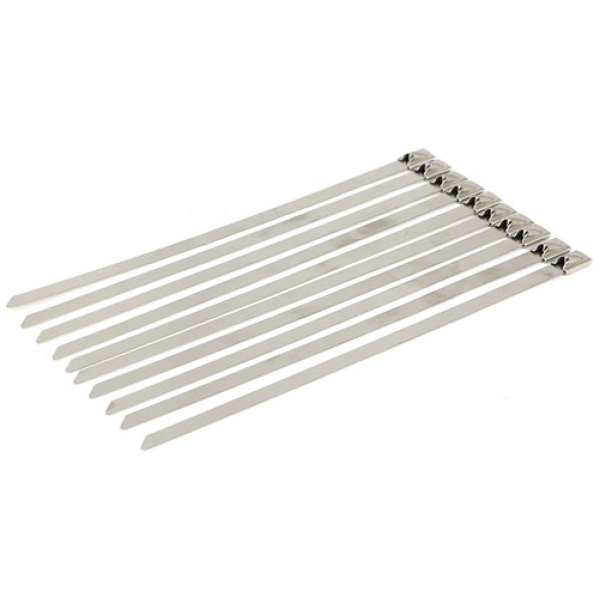 Exhaust tie wraps 8" long clear stainless - Upp till 2" diameter avgasrör