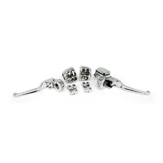 Handlebar control kit chrome 9/16" bore - 11-17 FXS, FLS, FLST; 12-17 FXD, FDXWG . (modeller med en skiva)