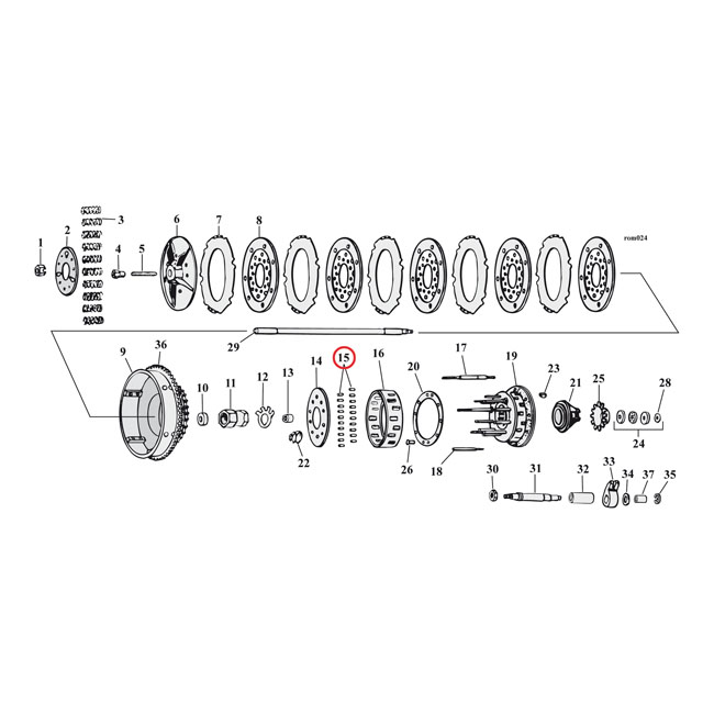 Clutch hub roller. Standard size - 36-E84 Big Twin