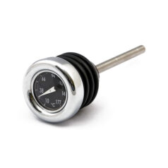 Oil tank dipstick with temperature gauge. Chrome black face - 00-17 Softail (exkl. FXSB, FXCW/C)