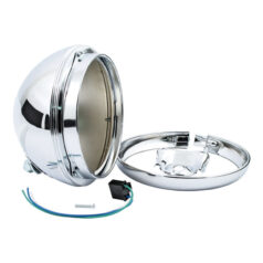 7" headlamp shell with trim ring only. Chrome - 49-59 Hydra Glide & anpassade applikationer