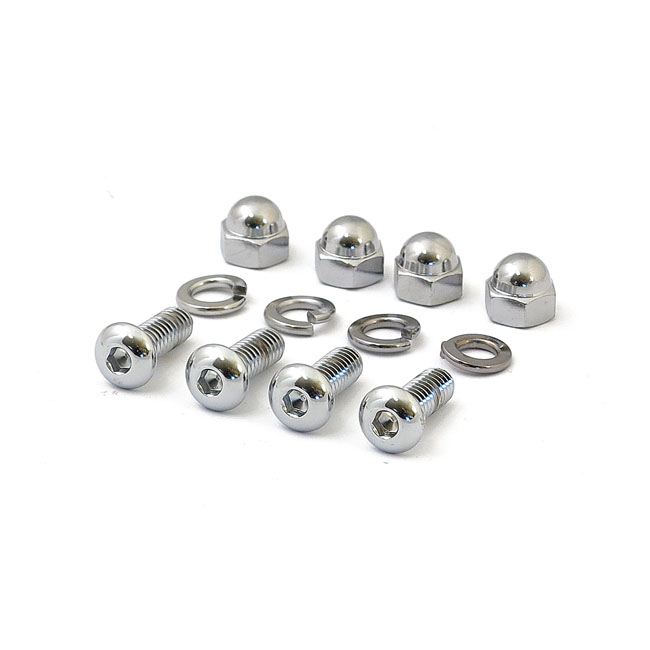 License plate mount kit. Buttonhead/Acorn. Chrome - Universal