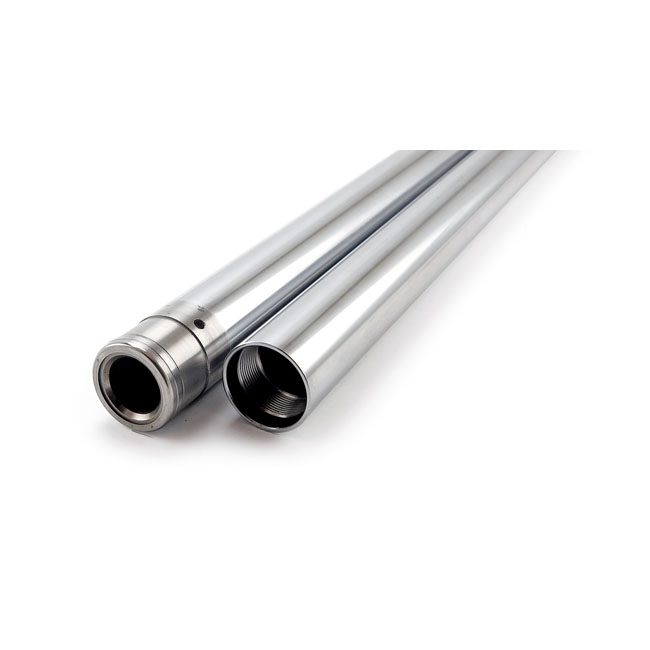 Fork tubes 39mm, 21-3/8". show chrome - -2" underlager: 88-03 XL Sportster; 87-94 FXR . 
-4" underlager: 87-94 FXLR, 87-92 FXRT-modeller .
