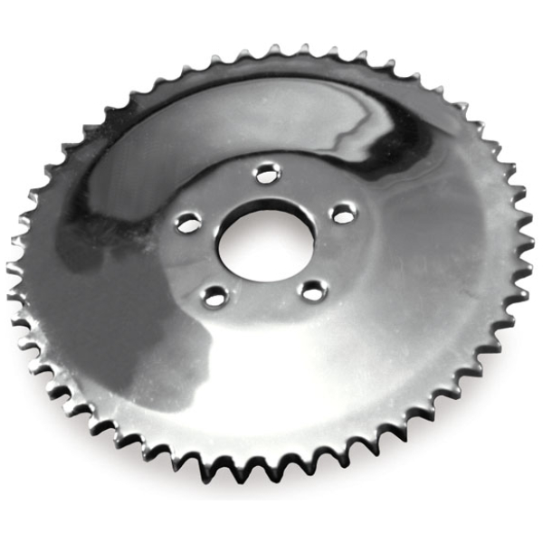 Rear sprocket solid, chrome. 51t - 73-85 4-växlad Big Twin; 79-81 XL Sportster