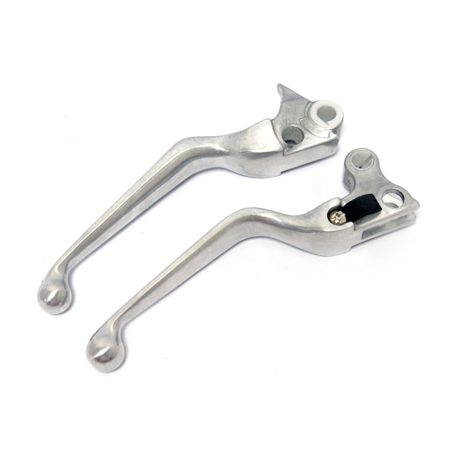 Handlebar lever set, polished - 96-06 Dyna; 96-06 Softtail; 96-06 FLT/Touring; 96-03 XL Sportster (kabelmanövrerad koppling)
