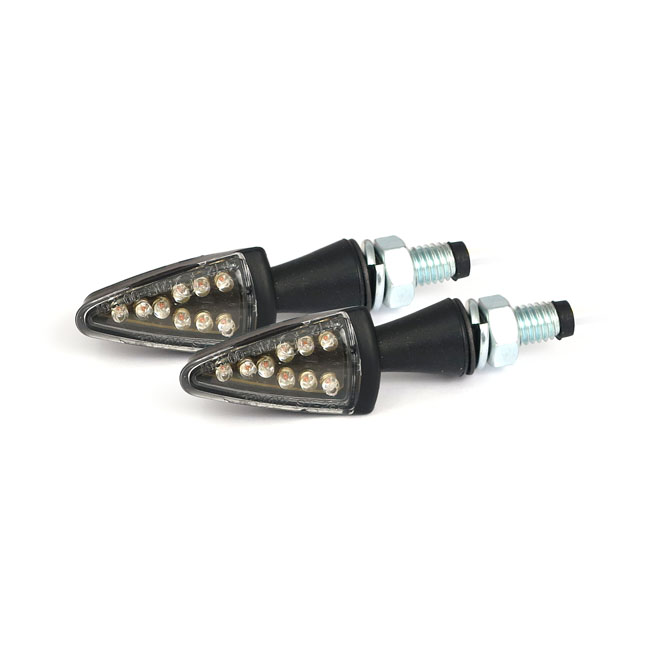 Black Peak, LED turn signals. Black. Clear lens - Universal
