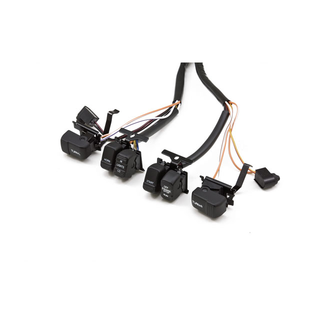 Handlebar wire & switch kit. Black switches - 96-99 Big Twin, TC, XL Sportster