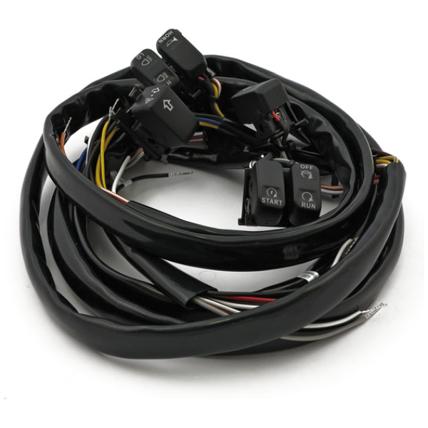Handlebar switch & wiring kit. Standard. LED. Black - 07-10 Softail, 07-11 Dyna; 07-13 XL Sportster