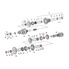Needle bearing, main & counter shafts - 07-24 Softail; 06-17  Dyna; 07-24 FLT/Touring