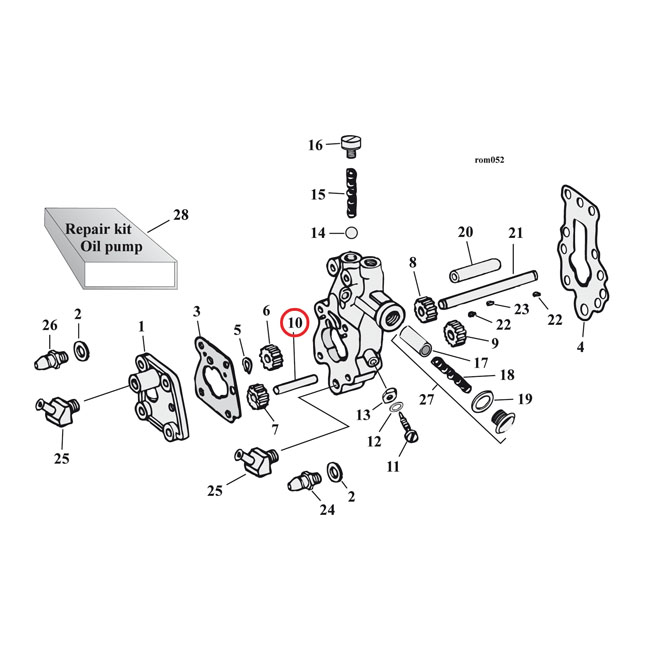 Idler shaft, oil pump - 41-61 Big Twin