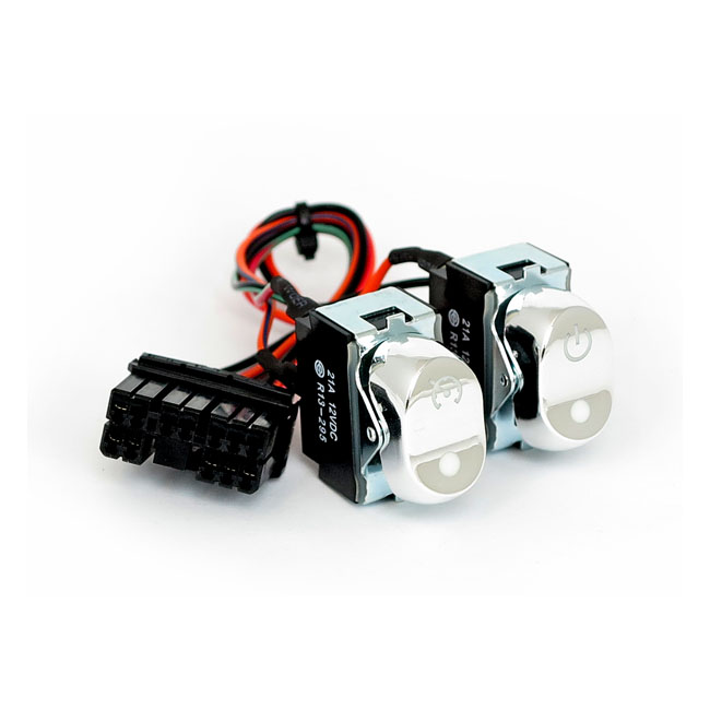 Rocker switch kit, inner fairing. cruise/acc. Chrome - 08-13 FLHX