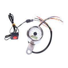 Stoker, electronic speedometer 48mm. Chrome, white face - Kompatibel med vanliga 96-03 H-D hastighetssensorer och de flesta eftermarknadssensorer.
