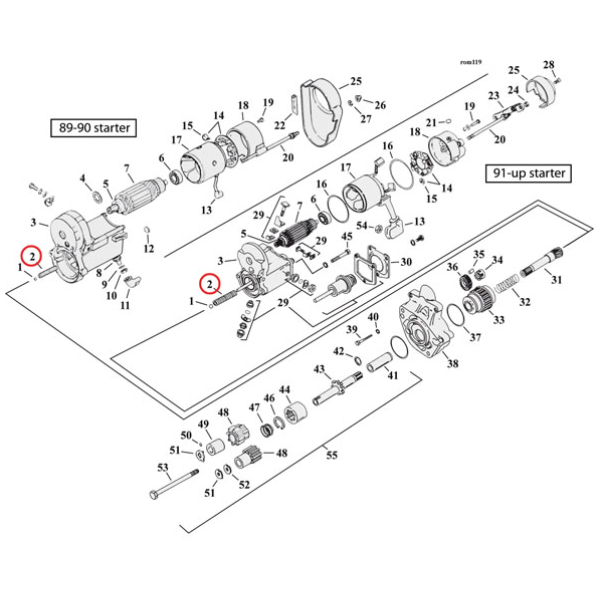Return spring, starter motor solenoid - 89-90 Big Twin; 81-90 XL Sportster