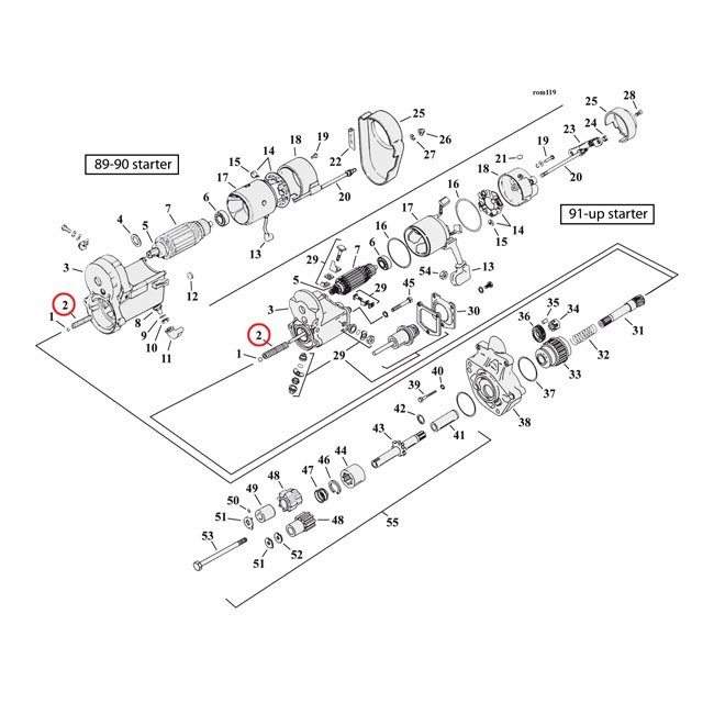 Return spring, starter motor solenoid - 89-90 Big Twin; 81-90 XL Sportster