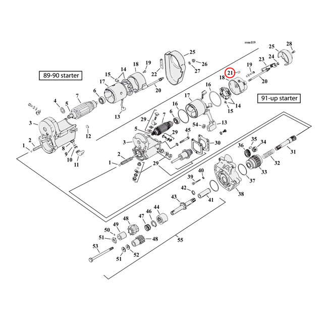 Drain vent, starter motor - 91-15 Big Twin